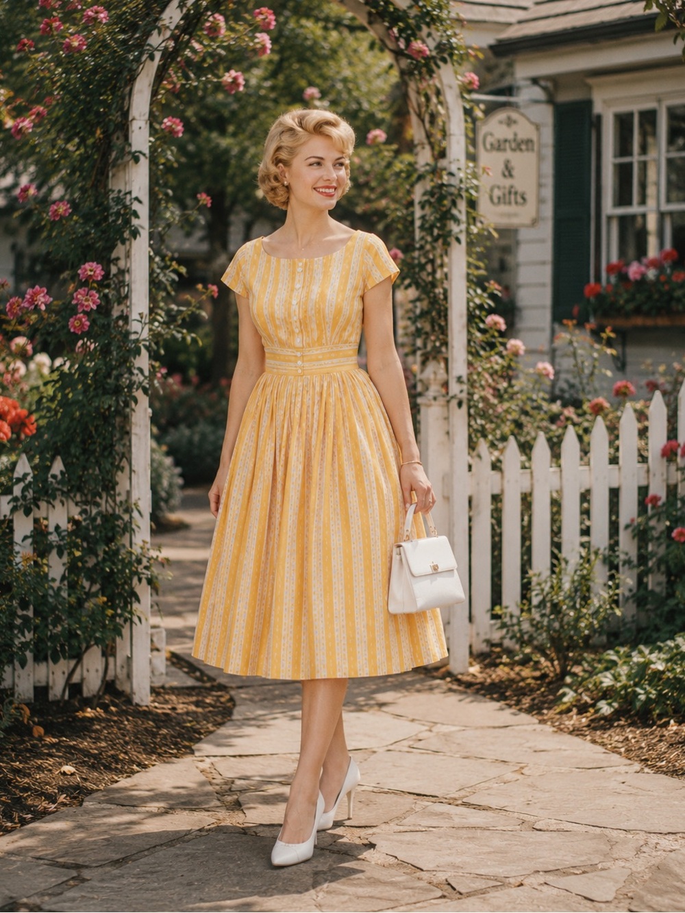 Vintage 1950s Carolyn Rodgers Junior Dress | Orange Stripe Cotton Day Dress